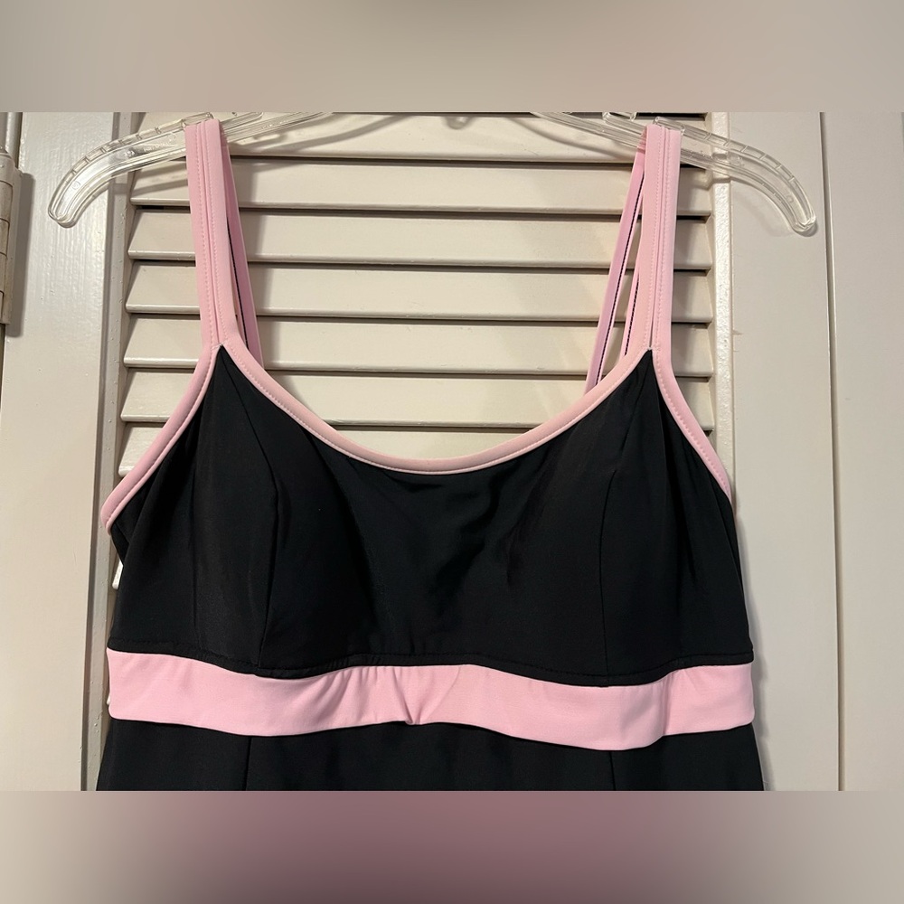 Main Stream Black /Pink 1 piece bathing suit W/ built in bottoms